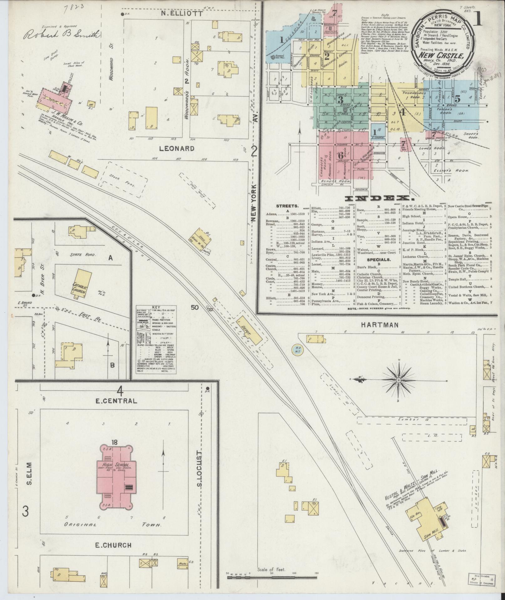 Sanborn Fire Insurance Map from New Castle, Henry County, Indiana. (1896) – Historic Sanborn Fire Insurance Map Print