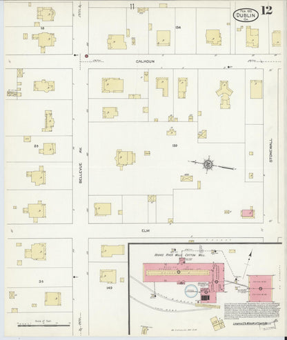 Sanborn Fire Insurance Map from Dublin, Laurens County, Georgia (1913), Sheet #0012 - Complete Map Set gallery image, historic Sanborn map, vintage wall art, Georgia Georgia