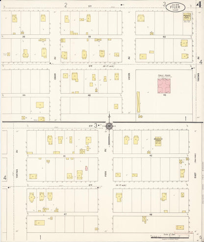 Sanborn Fire Insurance Map from Filer, Twin Falls County, Idaho (1918), Sheet #0004 - Complete Map Set gallery image, historic Sanborn map, vintage wall art, Falls Idaho