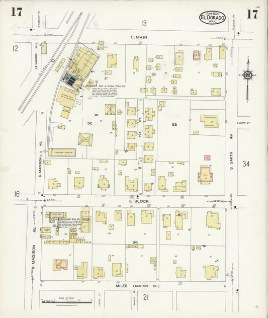 Sanborn Fire Insurance Map from El Dorado, Union County, Arkansas (1924), Sheet #0017 - Historic Sanborn Fire Insurance Map Print, vintage old map wall art, antique decor, genealogy gift, Arkansas Arkansas map