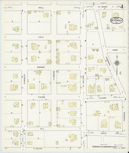 Sanborn Fire Insurance Map from McKinney, Collin County, Texas (1914), Sheet #0004 - Historic Sanborn Fire Insurance Map Print, vintage old map wall art, antique decor, genealogy gift, Texas Texas map