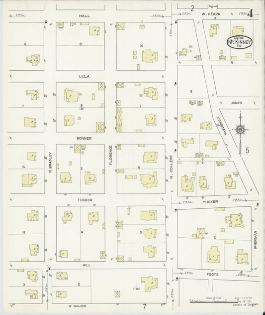 Sanborn Fire Insurance Map from McKinney, Collin County, Texas (1914), Sheet #0004 - Historic Sanborn Fire Insurance Map Print, vintage old map wall art, antique decor, genealogy gift, Texas Texas map