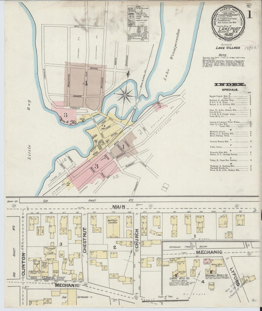 Sanborn Fire Insurance Map from Lakeport, Belknap County, New Hampshire (1892), Sheet #0001 - Complete Map Set gallery image, historic Sanborn map, vintage wall art, New Hampshire New Hampshire