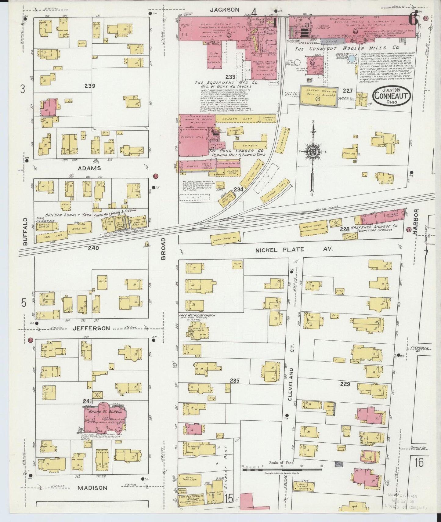 Sanborn Fire Insurance Map from Conneaut, Ashtabula County, Ohio (1919), Sheet #0006 - Historic Sanborn Fire Insurance Map Print, vintage old map wall art, antique decor, genealogy gift, Ohio Ohio map