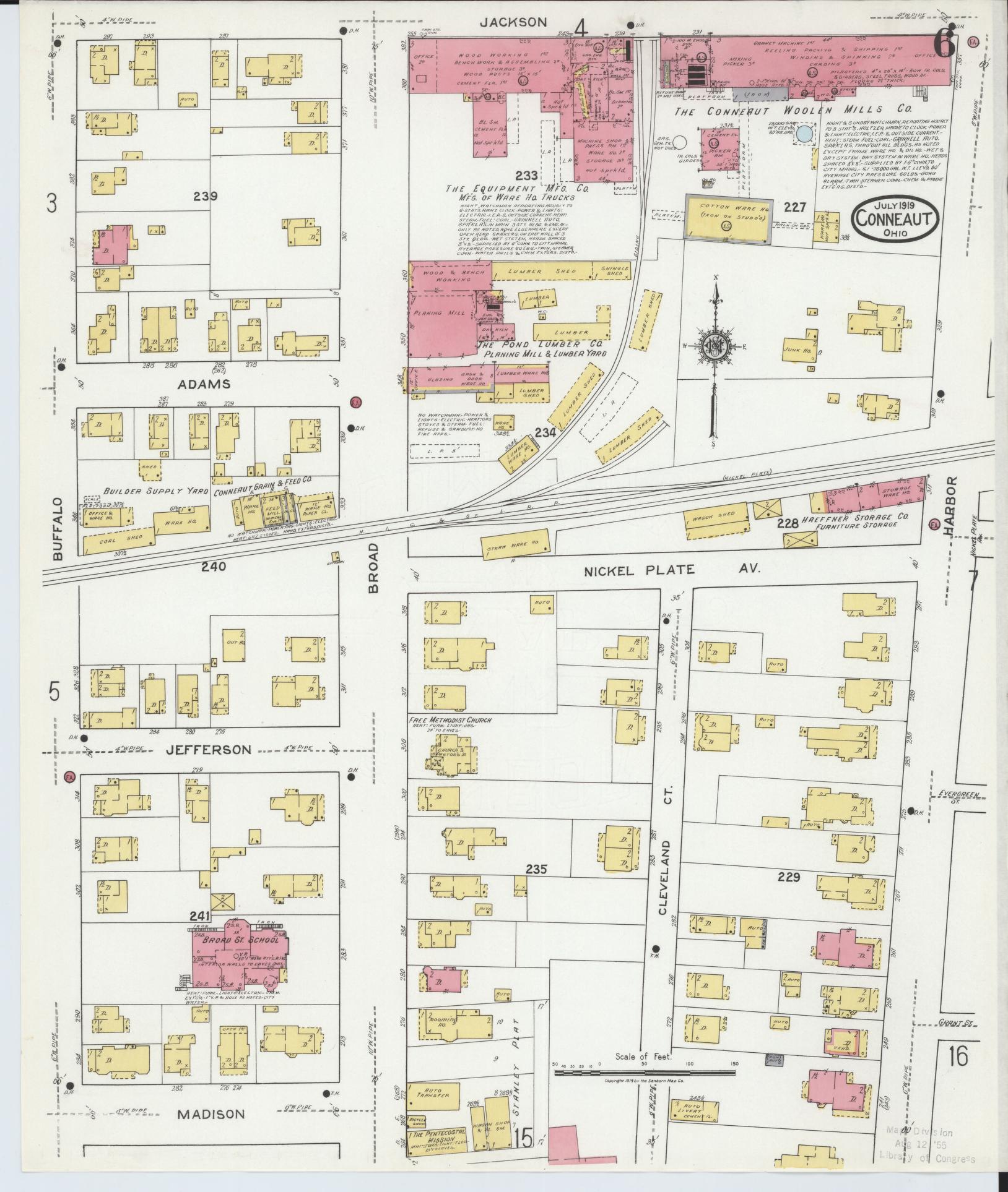 Sanborn Fire Insurance Map from Conneaut, Ashtabula County, Ohio (1919), Sheet #0006 - Historic Sanborn Fire Insurance Map Print, vintage old map wall art, antique decor, genealogy gift, Ohio Ohio map