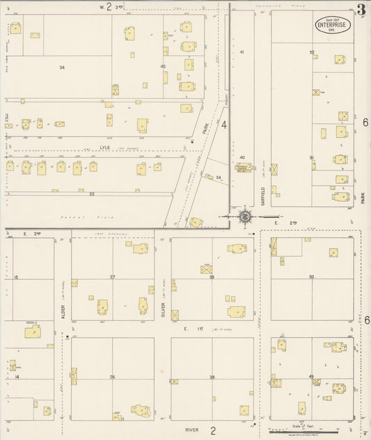 Sanborn Fire Insurance Map from Enterprise, Wallowa County, Oregon (1917), Sheet #0003 - Historic Sanborn Fire Insurance Map Print, vintage old map wall art, antique decor, genealogy gift, Oregon Oregon map