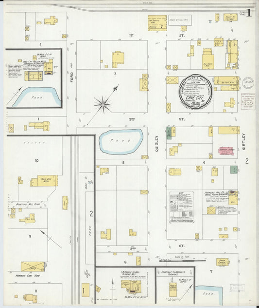 Sanborn Fire Insurance Map from Cave City, Barren County, Kentucky (1901), Sheet #0001 - Complete Map Set gallery image, historic Sanborn map, vintage wall art, Kentucky Kentucky