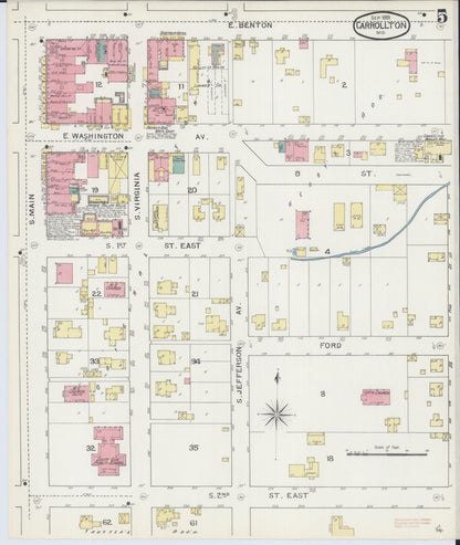 Sanborn Fire Insurance Map from Carrollton, Carroll County, Missouri (1893), Sheet #0005 - Complete Map Set gallery image, historic Sanborn map, vintage wall art, Missouri Missouri