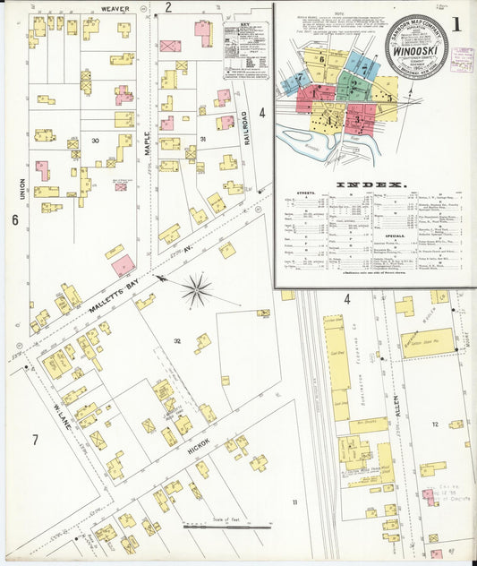 Sanborn Fire Insurance Map from Winooski, Chittenden County, Vermont (1904), Sheet #0001 - Historic Sanborn Fire Insurance Map Print, vintage old map wall art, antique decor, genealogy gift, Vermont Vermont map