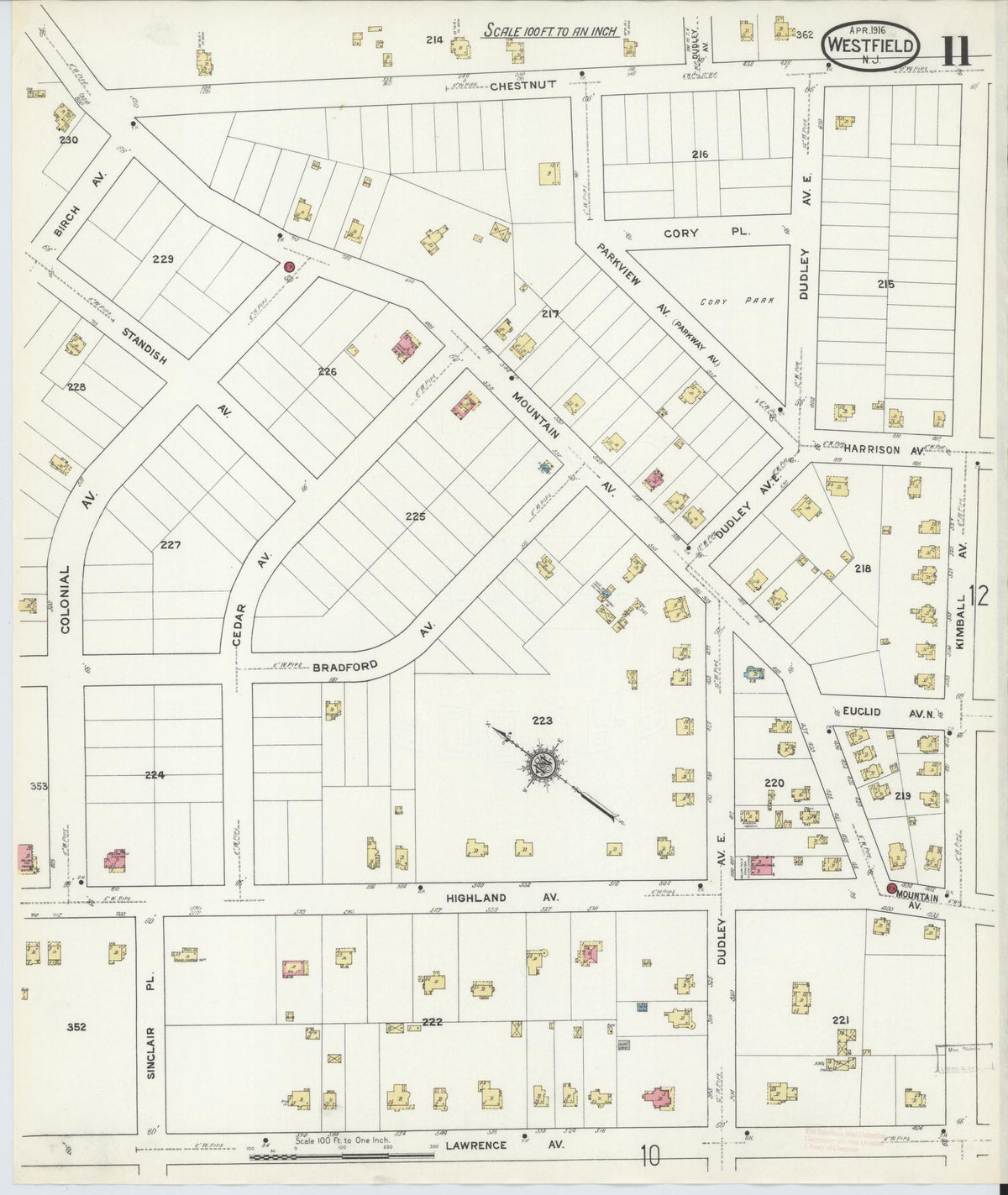 Sanborn Fire Insurance Map from Westfield, Union County, New Jersey (1916), Sheet #0011 - Complete Map Set gallery image, historic Sanborn map, vintage wall art, New Jersey New Jersey