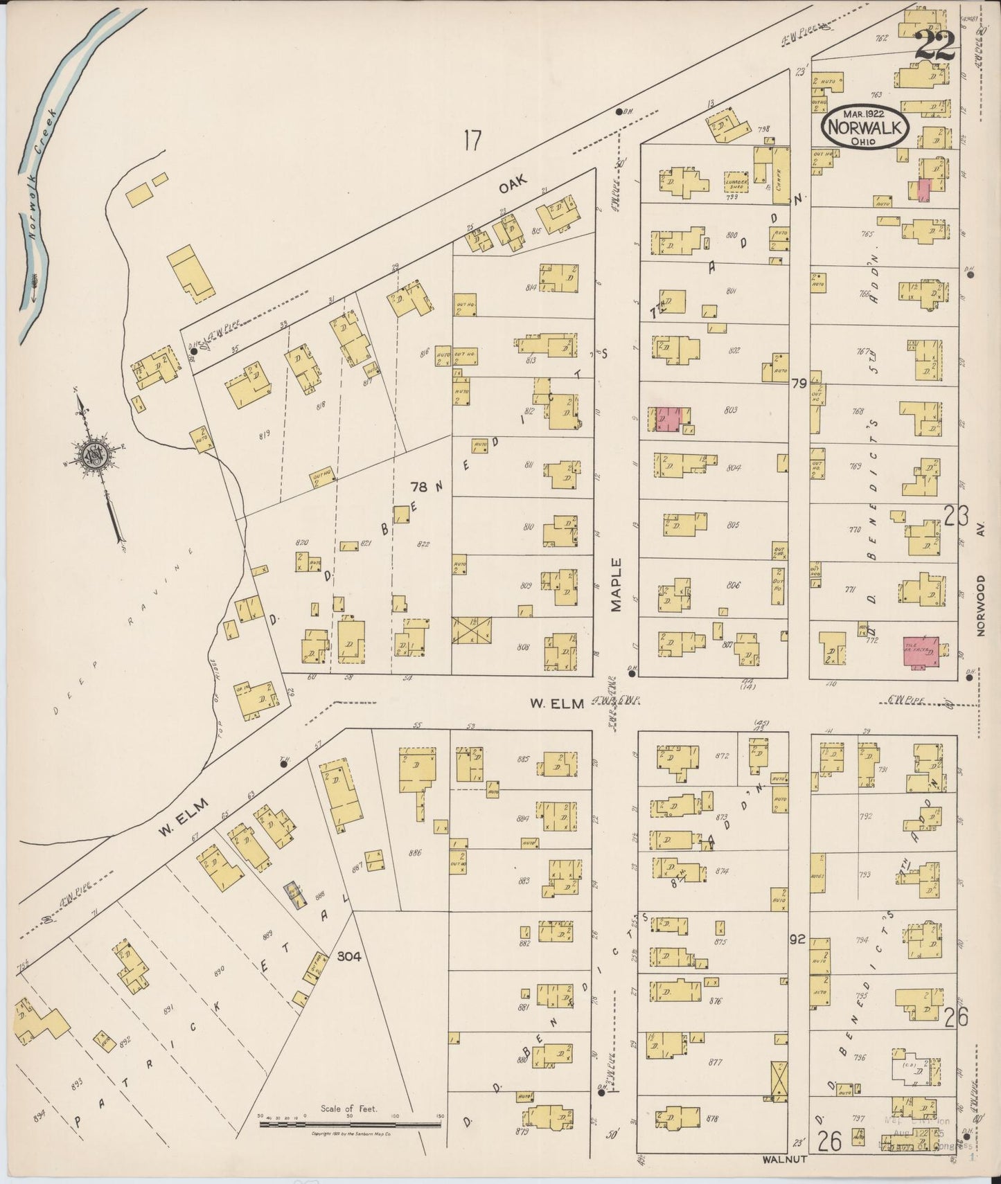 Sanborn Fire Insurance Map from Norwalk, Huron County, Ohio (1922), Sheet #0022 - Complete Map Set gallery image, historic Sanborn map, vintage wall art, Ohio Ohio