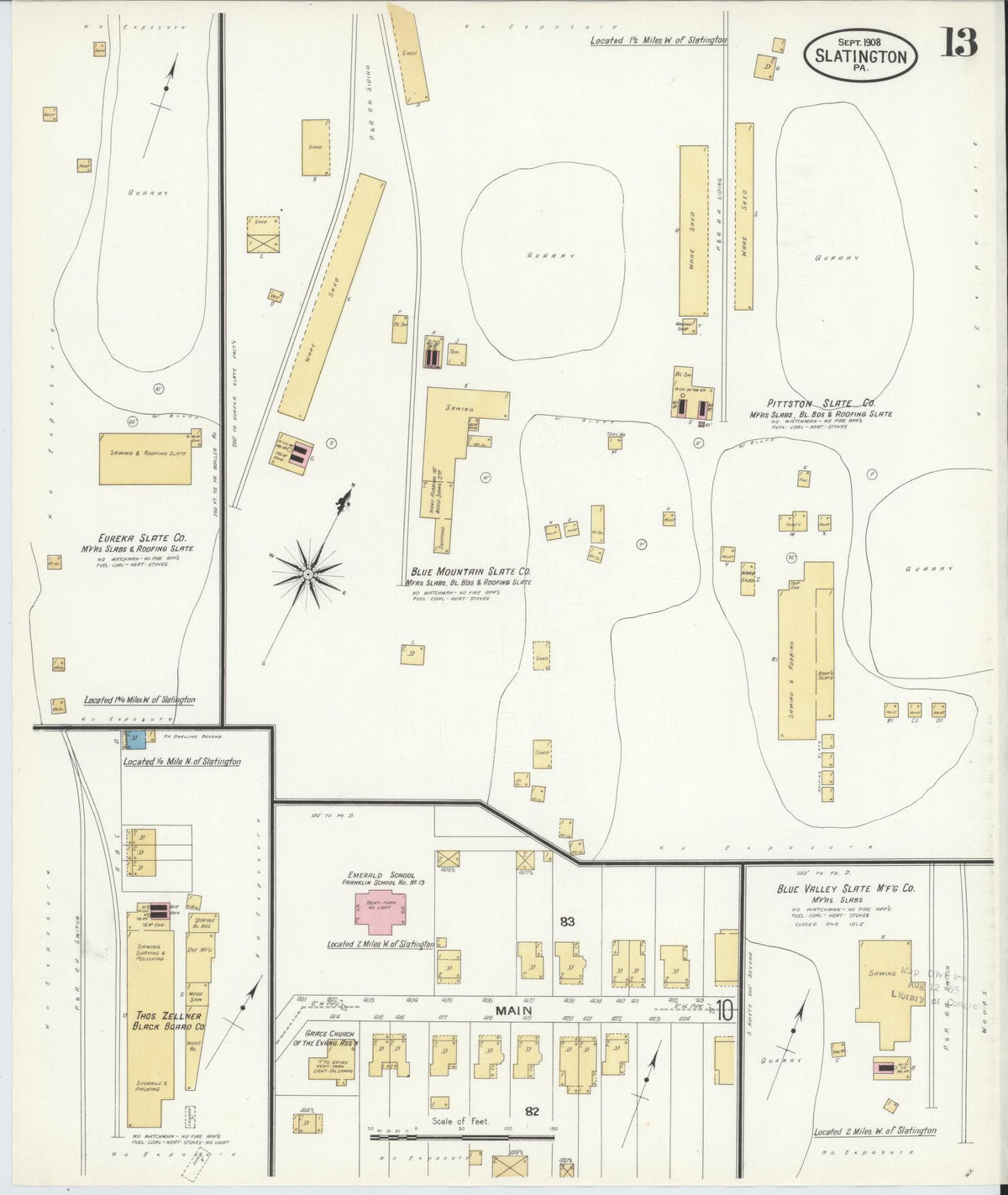 Sanborn Fire Insurance Map from Slatington, Lehigh County, Pennsylvania (1908), Sheet #0013 - Historic Sanborn Fire Insurance Map Print, vintage old map wall art, antique decor, genealogy gift, Pennsylvania Pennsylvania map