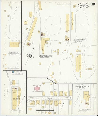 Sanborn Fire Insurance Map from Slatington, Lehigh County, Pennsylvania (1908), Sheet #0013 - Historic Sanborn Fire Insurance Map Print, vintage old map wall art, antique decor, genealogy gift, Pennsylvania Pennsylvania map