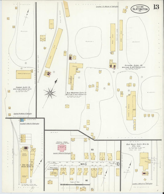 Sanborn Fire Insurance Map from Slatington, Lehigh County, Pennsylvania (1908), Sheet #0013 - Historic Sanborn Fire Insurance Map Print, vintage old map wall art, antique decor, genealogy gift, Pennsylvania Pennsylvania map