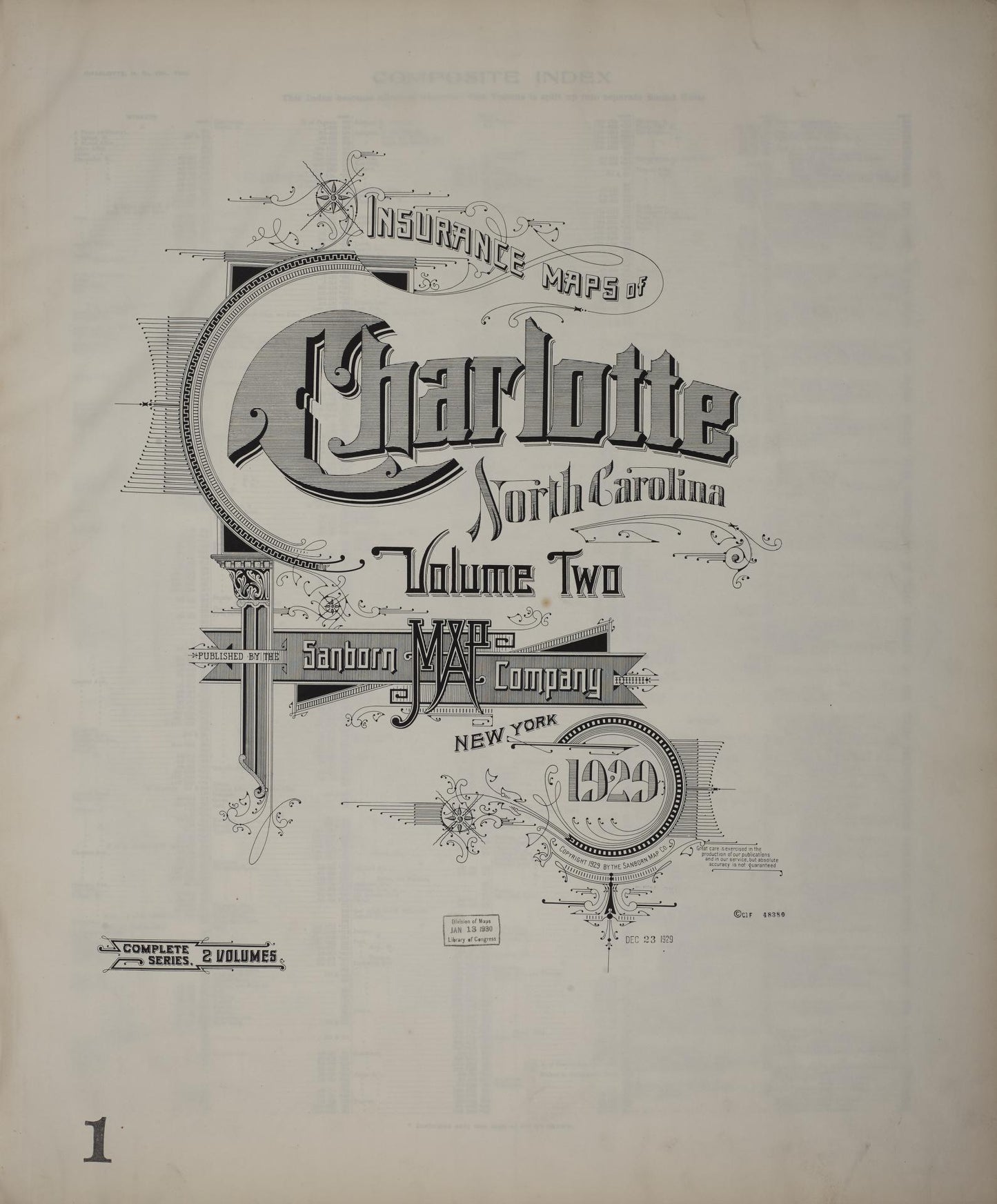 Sanborn Fire Insurance Map from Charlotte, Mecklenburg County, North Carolina (1929), Sheet #0001 - Complete Map Set gallery image, historic Sanborn map, vintage wall art, North Carolina North Carolina