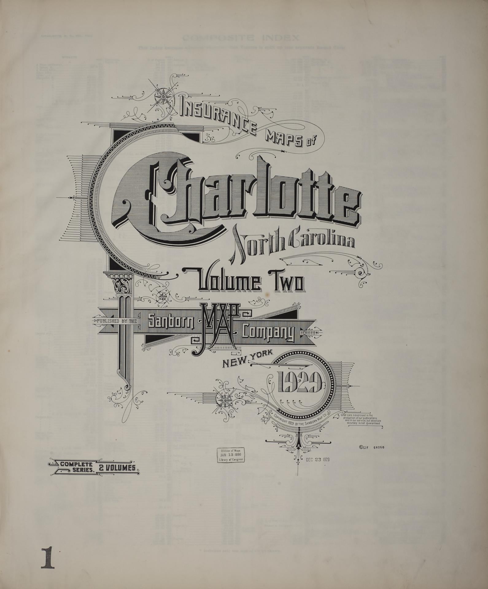 Sanborn Fire Insurance Map from Charlotte, Mecklenburg County, North Carolina (1929), Sheet #0001 - Complete Map Set gallery image, historic Sanborn map, vintage wall art, North Carolina North Carolina