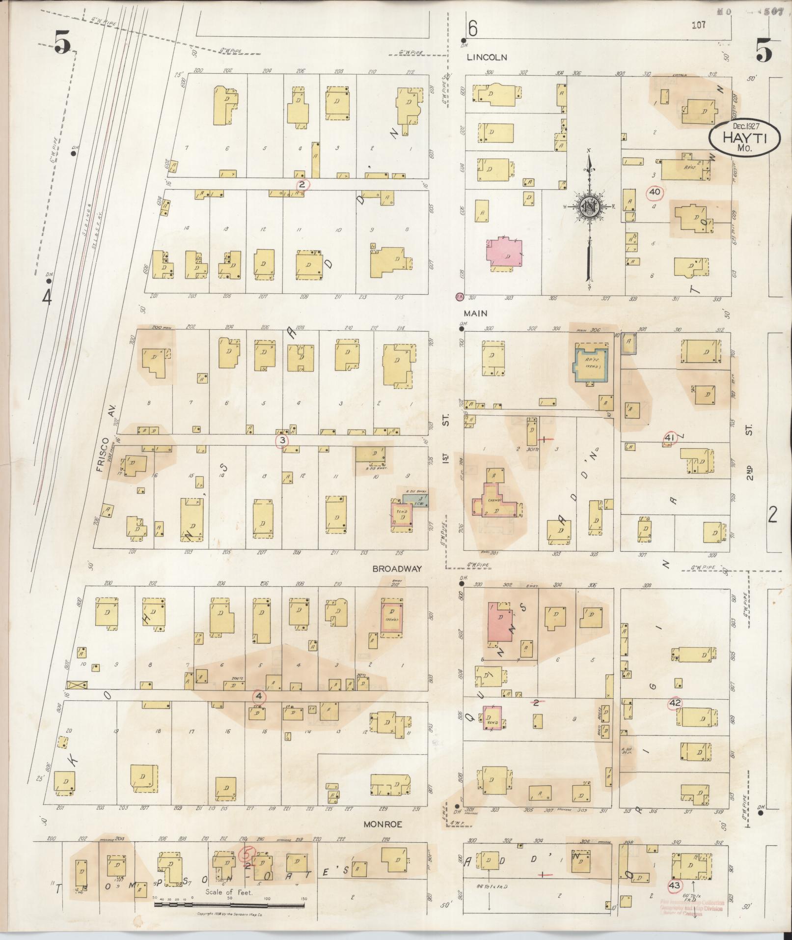 Sanborn Fire Insurance Map from Hayti, Pemiscot County, Missouri (1944), Sheet #0005 - Complete Map Set gallery image, historic Sanborn map, vintage wall art, Missouri Missouri