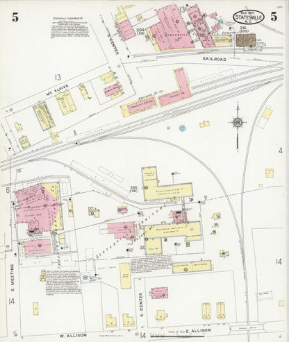 Sanborn Fire Insurance Map from Statesville, Iredell County, North Carolina (1925), Sheet #0005 - Complete Map Set gallery image, historic Sanborn map, vintage wall art, North Carolina North Carolina