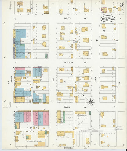 Sanborn Fire Insurance Map from Holdenville, Hughes County, Oklahoma (1908), Sheet #0003 - Complete Map Set gallery image, historic Sanborn map, vintage wall art, Oklahoma Oklahoma