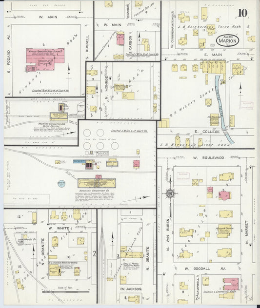 Sanborn Fire Insurance Map from Marion, Williamson County, Illinois (1913), Sheet #0010 - Historic Sanborn Fire Insurance Map Print, vintage old map wall art, antique decor, genealogy gift, Illinois Illinois map
