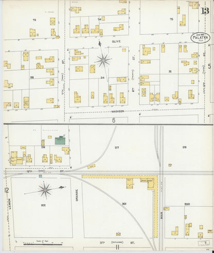 Sanborn Fire Insurance Map from Palatka, Putnam County, Florida (1903), Sheet #0013 - Historic Sanborn Fire Insurance Map Print, vintage old map wall art, antique decor, genealogy gift, Florida Florida map