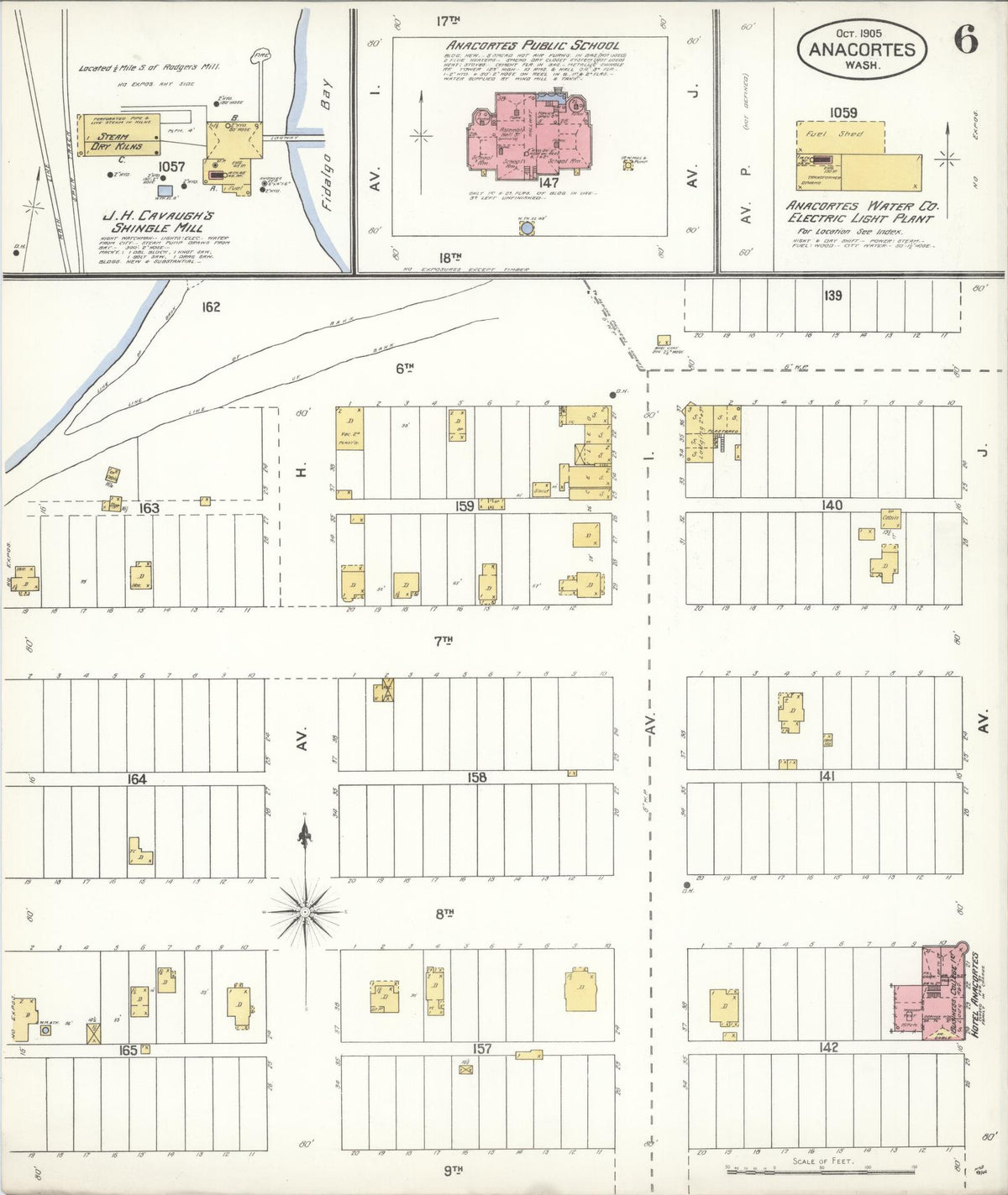 Sanborn Fire Insurance Map from Anacortes, Skagit County, Washington (1905), Sheet #0006 - Complete Map Set gallery image, historic Sanborn map, vintage wall art, Washington Washington
