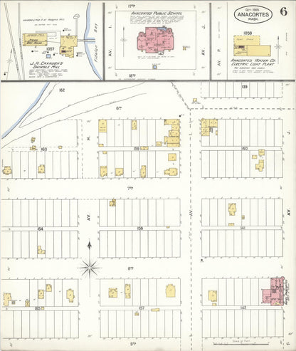 Sanborn Fire Insurance Map from Anacortes, Skagit County, Washington (1905), Sheet #0006 - Complete Map Set gallery image, historic Sanborn map, vintage wall art, Washington Washington