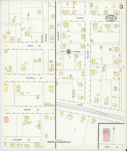 Sanborn Fire Insurance Map from Trimble, Dyer County, Tennessee (1914), Sheet #0003 - Complete Map Set gallery image, historic Sanborn map, vintage wall art, Tennessee Tennessee