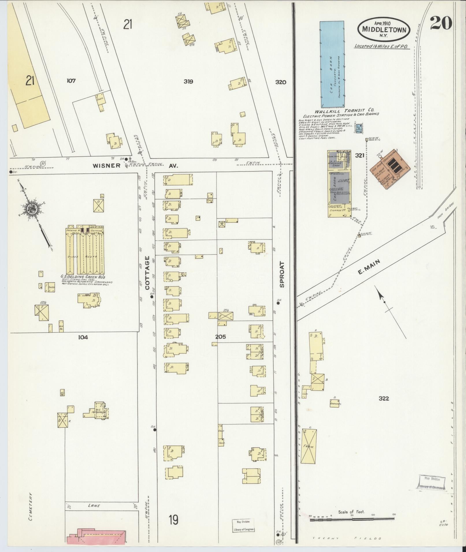 Sanborn Fire Insurance Map from Middletown, Orange County, New York (1910), Sheet #0020 - Complete Map Set gallery image, historic Sanborn map, vintage wall art, New York New York