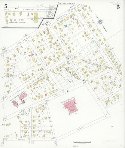 Sanborn Fire Insurance Map from Crystal Lake, McHenry County, Illinois (1936), Sheet #0005 - Complete Map Set gallery image, historic Sanborn map, vintage wall art, Illinois Illinois