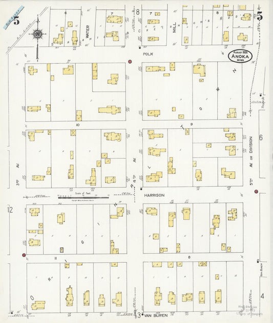 Sanborn Fire Insurance Map from Anoka, Anoka County, Minnesota (1925), Sheet #0005 - Historic Sanborn Fire Insurance Map Print, vintage old map wall art, antique decor, genealogy gift, Minnesota Minnesota map
