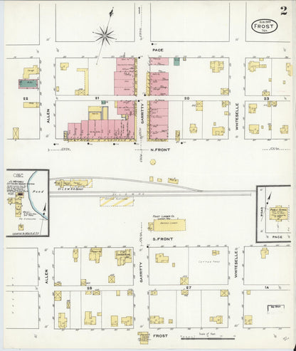 Sanborn Fire Insurance Map from Frost, Navarro County, Texas (1909), Sheet #0002 - Complete Map Set gallery image, historic Sanborn map, vintage wall art, Texas Texas