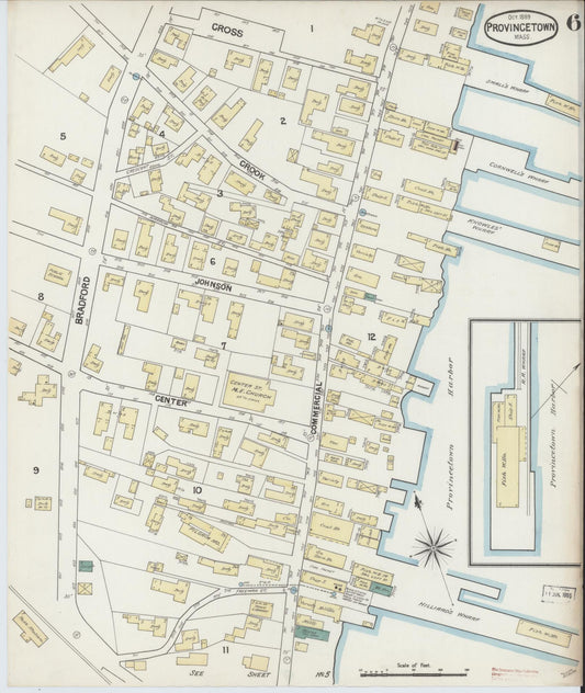 Sanborn Fire Insurance Map from Provincetown, Barnstable County, Massachusetts (1889), Sheet #0006 - Historic Sanborn Fire Insurance Map Print, vintage old map wall art, antique decor, genealogy gift, Massachusetts Massachusetts map