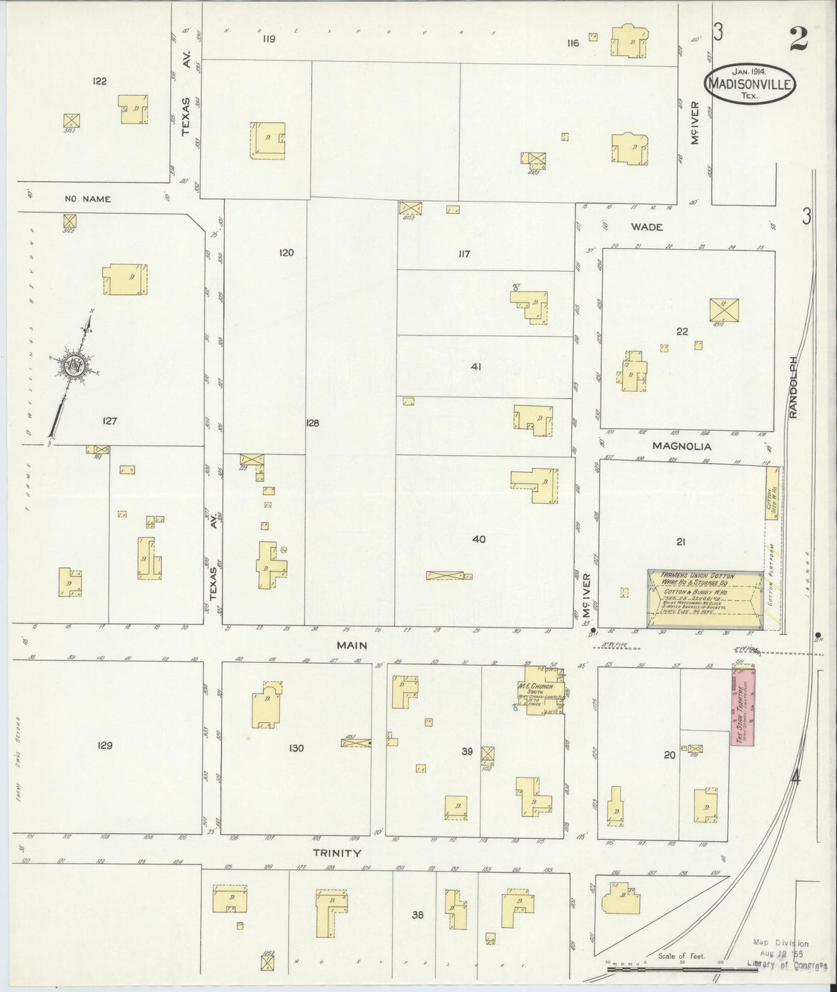 Sanborn Fire Insurance Map from Madisonville, Madison County, Texas (1914), Sheet #0002 - Complete Map Set gallery image, historic Sanborn map, vintage wall art, Texas Texas