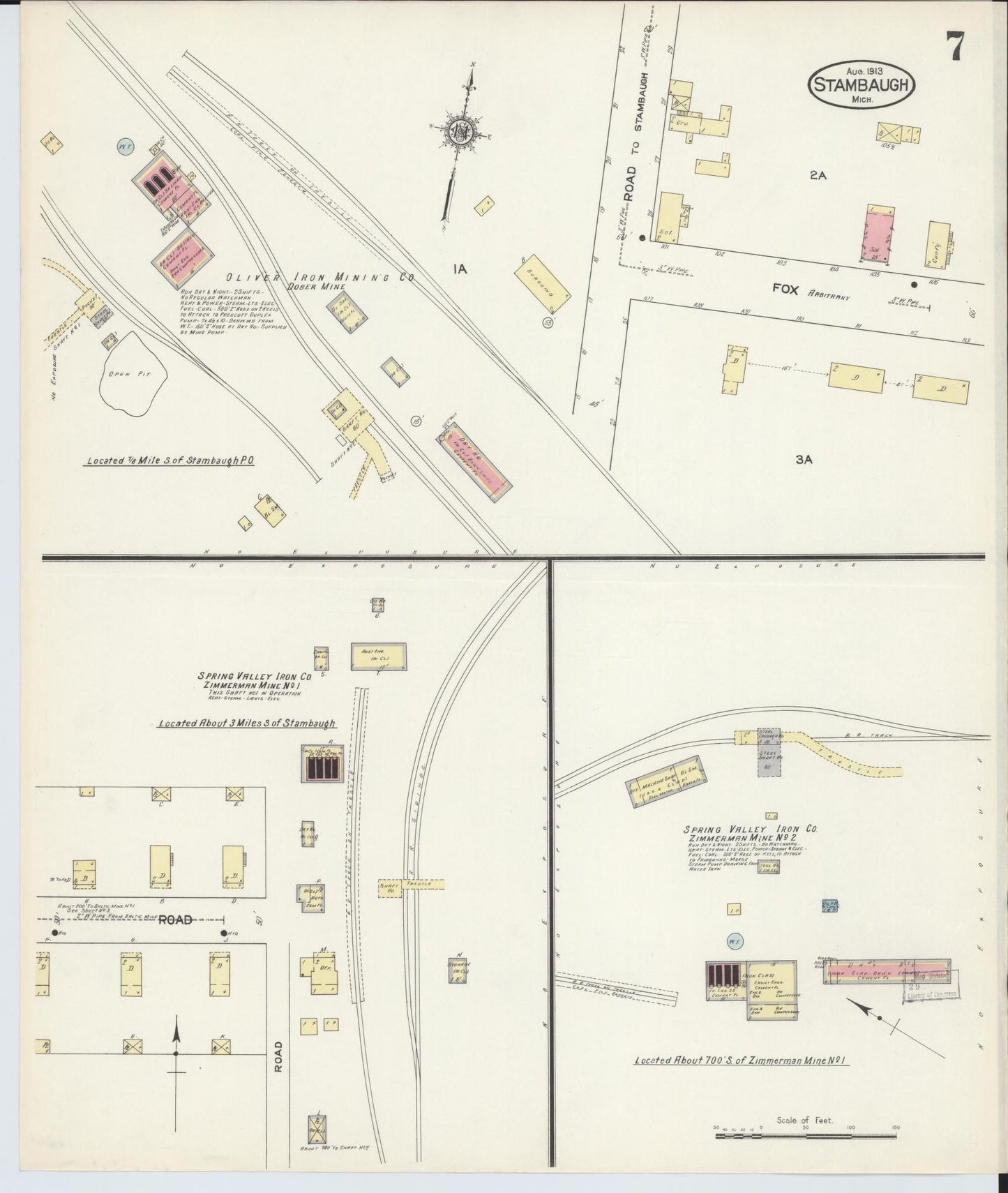 Sanborn Fire Insurance Map from Stambaugh, Iron County, Michigan (1913), Sheet #0007 - Historic Sanborn Fire Insurance Map Print, vintage old map wall art, antique decor, genealogy gift, Michigan Michigan map