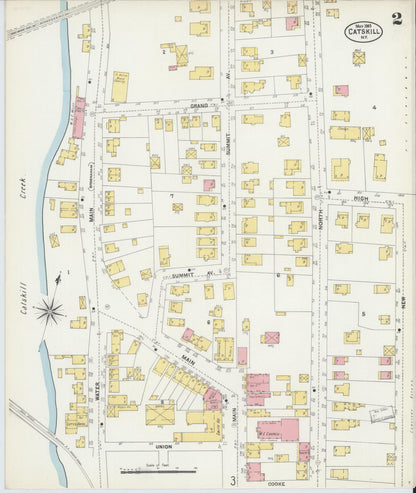 Sanborn Fire Insurance Map from Catskill, Greene County, New York (1903), Sheet #0002 - Historic Sanborn Fire Insurance Map Print, vintage old map wall art, antique decor, genealogy gift, New York New York map