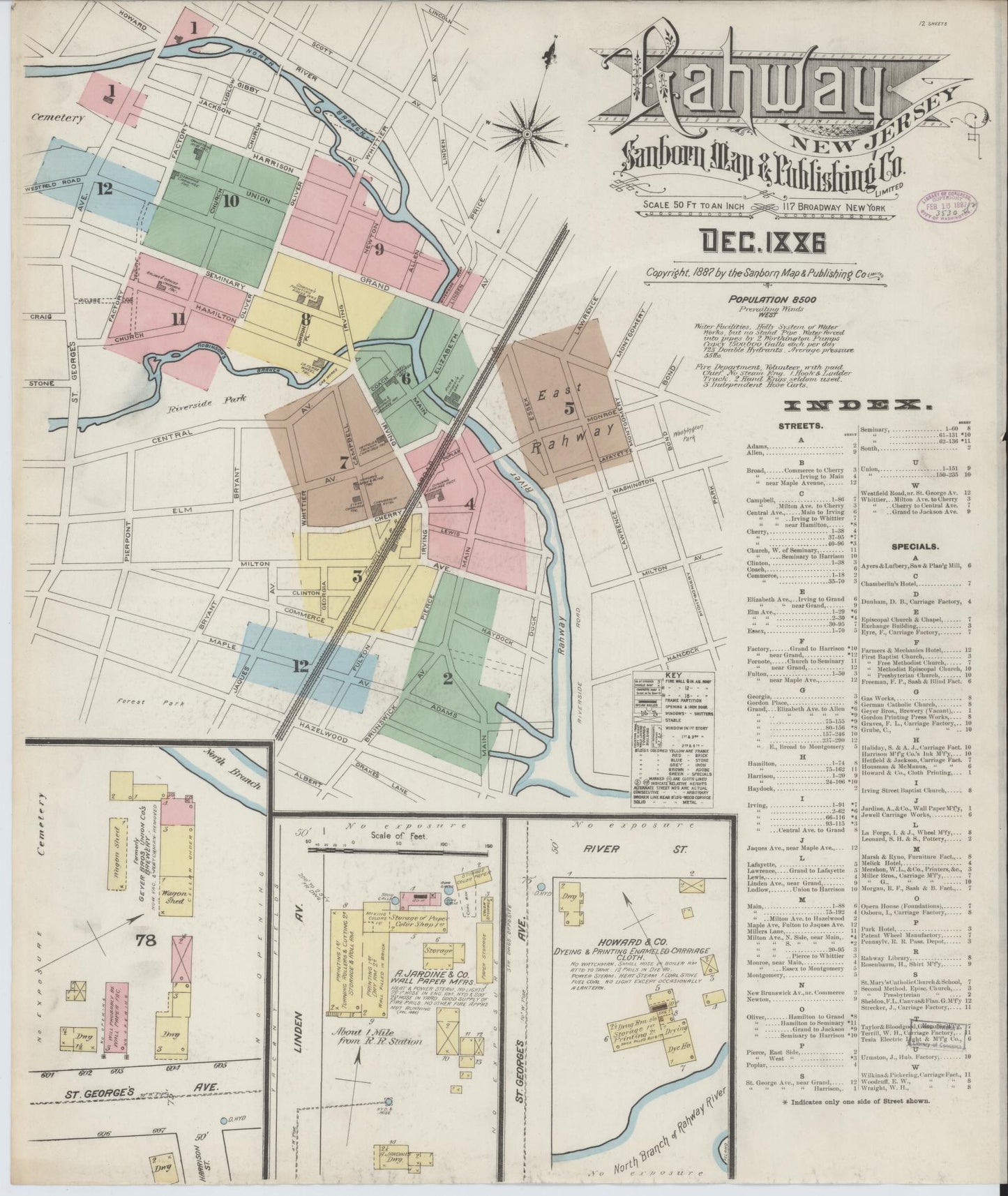 Sanborn Fire Insurance Map from Rahway, Union County, New Jersey. (1886) – Historic Sanborn Fire Insurance Map Print