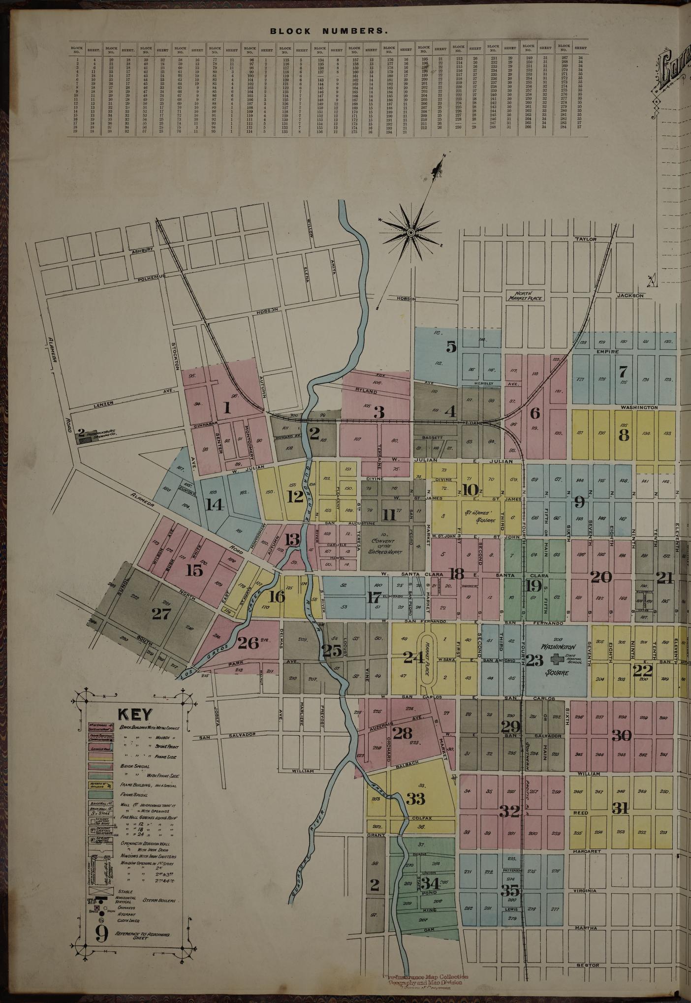 Sanborn Fire Insurance Map from San Jose, Santa Clara County, California. (1884) – Historic Sanborn Fire Insurance Map Print