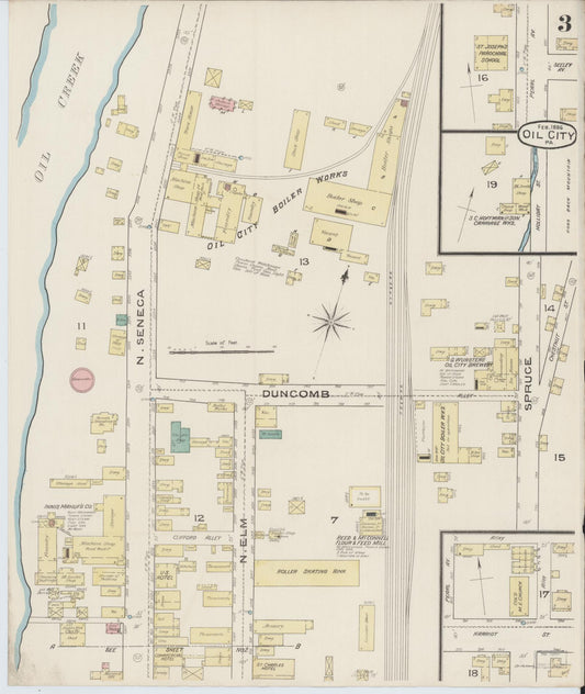 Sanborn Fire Insurance Map from Oil City, Venango County, Pennsylvania (1888), Sheet #0003 - Historic Sanborn Fire Insurance Map Print, vintage old map wall art, antique decor, genealogy gift, Pennsylvania Pennsylvania map