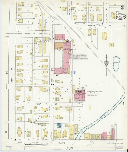 Sanborn Fire Insurance Map from Elwood, Madison County, Indiana (1916), Sheet #0003 - Historic Sanborn Fire Insurance Map Print, vintage old map wall art, antique decor, genealogy gift, Indiana Indiana map