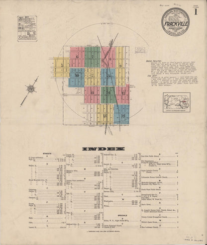 Sanborn Fire Insurance Map from Frackville, Schuylkill County, Pennsylvania (1921), Sheet #0001 - Complete Map Set gallery image, historic Sanborn map, vintage wall art, Pennsylvania Pennsylvania