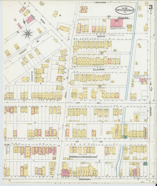 Sanborn Fire Insurance Map from Turtle Creek Valley, Allegheny County, Pennsylvania (1906), Sheet #0003 - Historic Sanborn Fire Insurance Map Print, vintage old map wall art, antique decor, genealogy gift, Pennsylvania Pennsylvania map