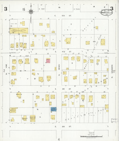 Sanborn Fire Insurance Map from Maryville, Nodaway County, Missouri (1925), Sheet #0003 - Historic Sanborn Fire Insurance Map Print, vintage old map wall art, antique decor, genealogy gift, Missouri Missouri map