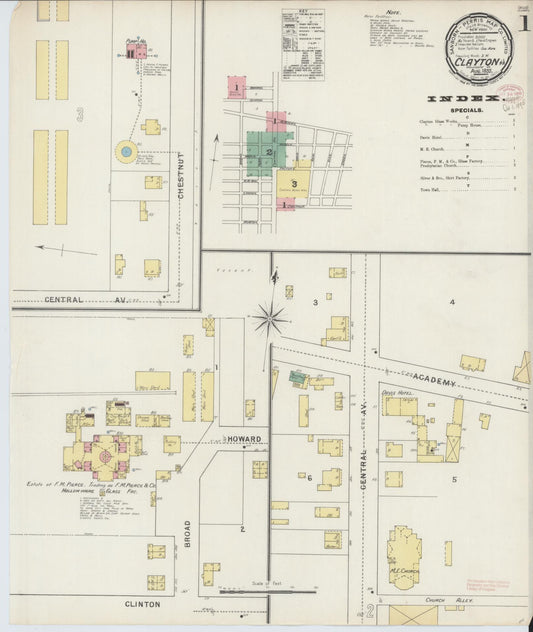 Sanborn Fire Insurance Map from Clayton, Gloucester County, New Jersey (1895), Sheet #0001 - Historic Sanborn Fire Insurance Map Print, vintage old map wall art, antique decor, genealogy gift, New Jersey New Jersey map