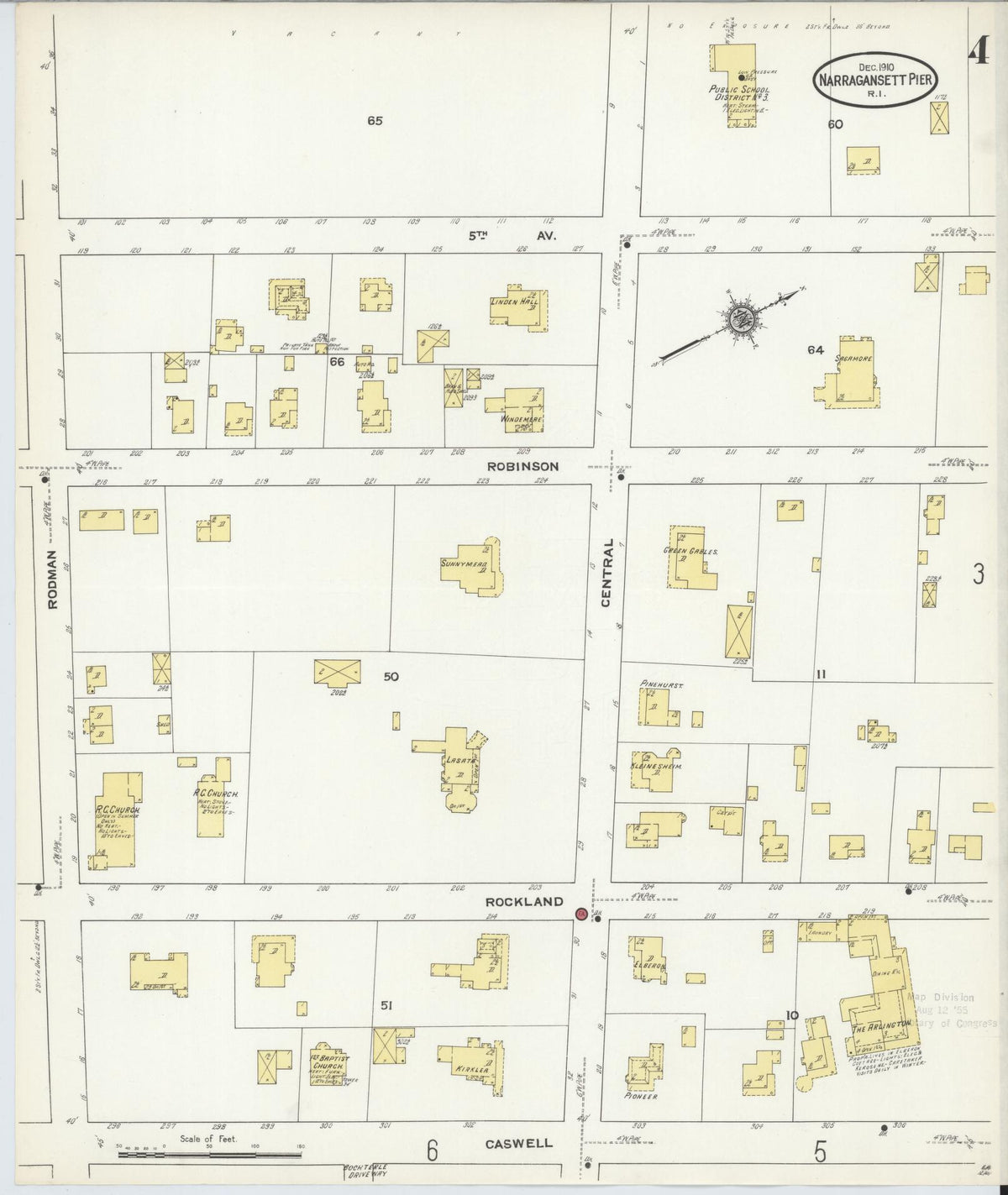 Sanborn Fire Insurance Map from Narragansett Pier, Washington County, Rhode Island (1910), Sheet #0004 - Complete Map Set gallery image, historic Sanborn map, vintage wall art, Rhode Island Rhode Island