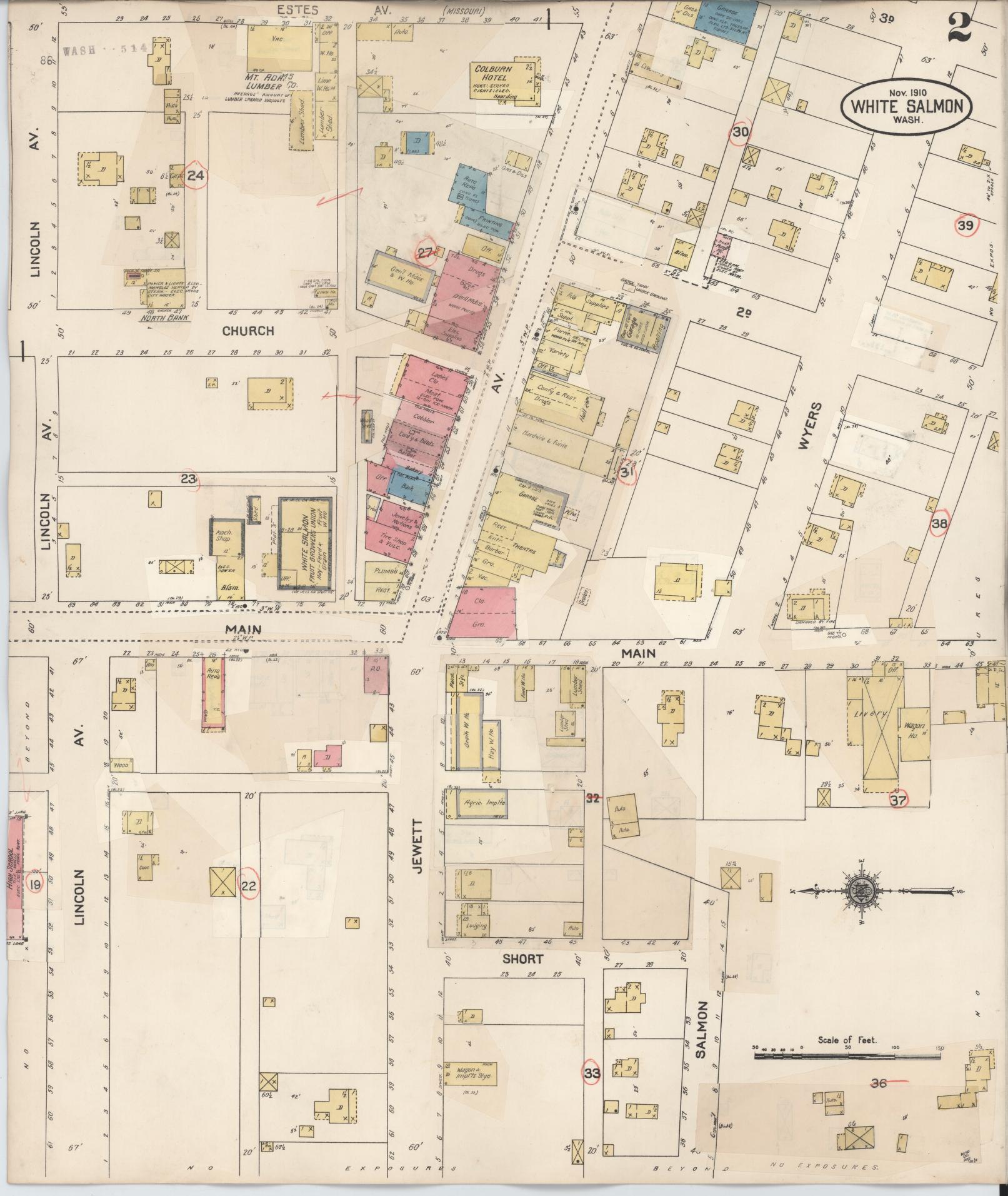 Sanborn Fire Insurance Map from White Salmon, Klickitat County, Washington (1929), Sheet #0002 - Complete Map Set gallery image, historic Sanborn map, vintage wall art, Washington Washington