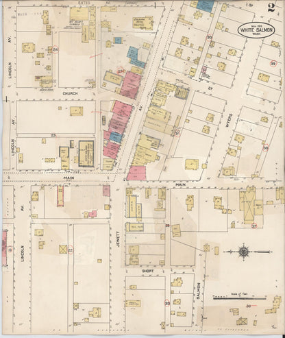 Sanborn Fire Insurance Map from White Salmon, Klickitat County, Washington (1929), Sheet #0002 - Complete Map Set gallery image, historic Sanborn map, vintage wall art, Washington Washington