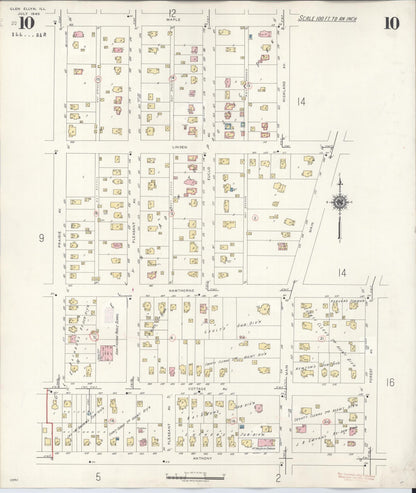 Sanborn Fire Insurance Map from Glen Ellyn, Du Page County, Illinois (1946), Sheet #0010 - Complete Map Set gallery image, historic Sanborn map, vintage wall art, Illinois Illinois