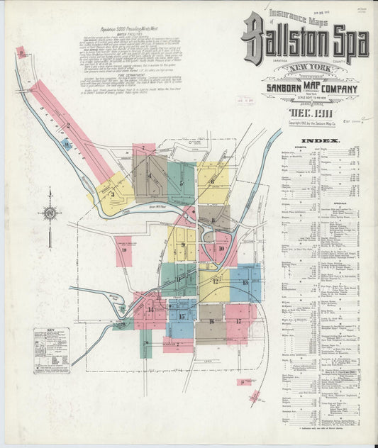 Sanborn Fire Insurance Map from Ballston Spa, Saratoga County, New York. (1911) – Historic Sanborn Fire Insurance Map Print