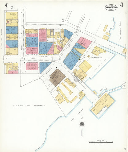 Sanborn Fire Insurance Map from Bremerton, Kitsap County, Washington (1925), Sheet #0004 - Complete Map Set gallery image, historic Sanborn map, vintage wall art, Washington Washington